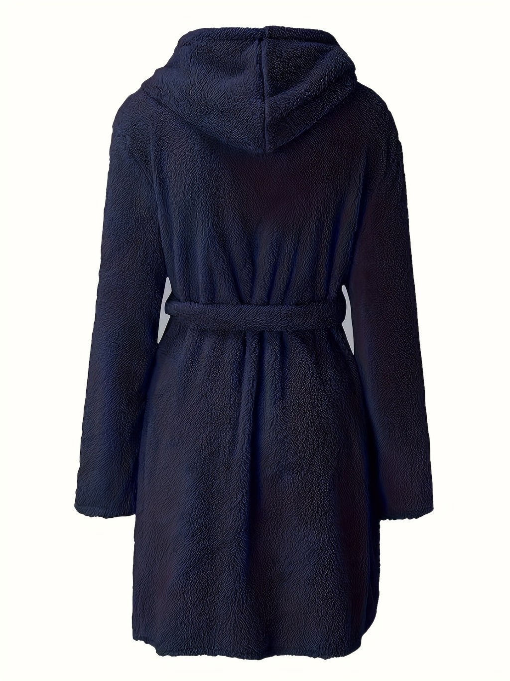 Women's hooded fleece bathrobe with pockets