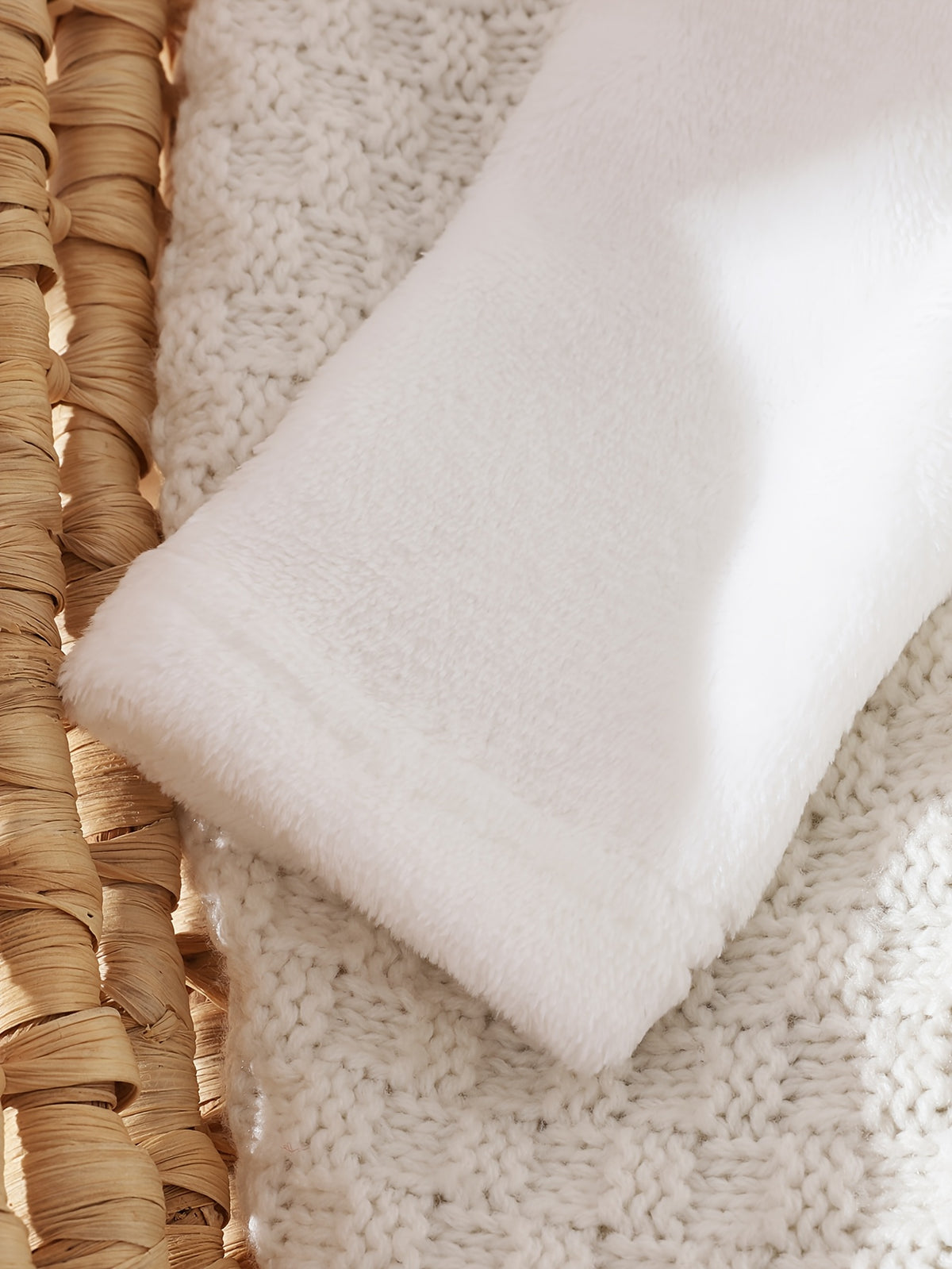 Baby white fluffy fleece bathrobe