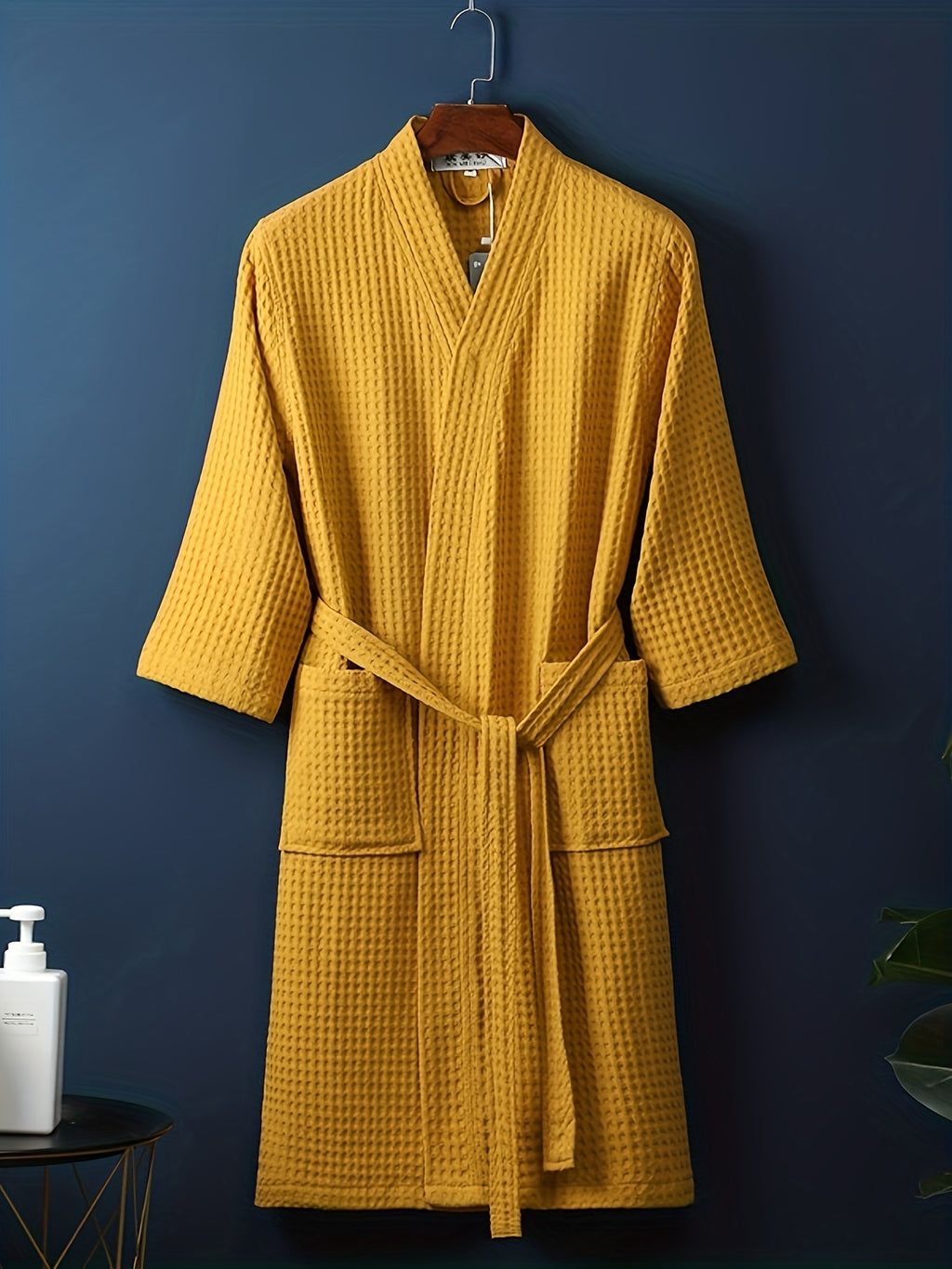 Women's green long waffle dressing gown