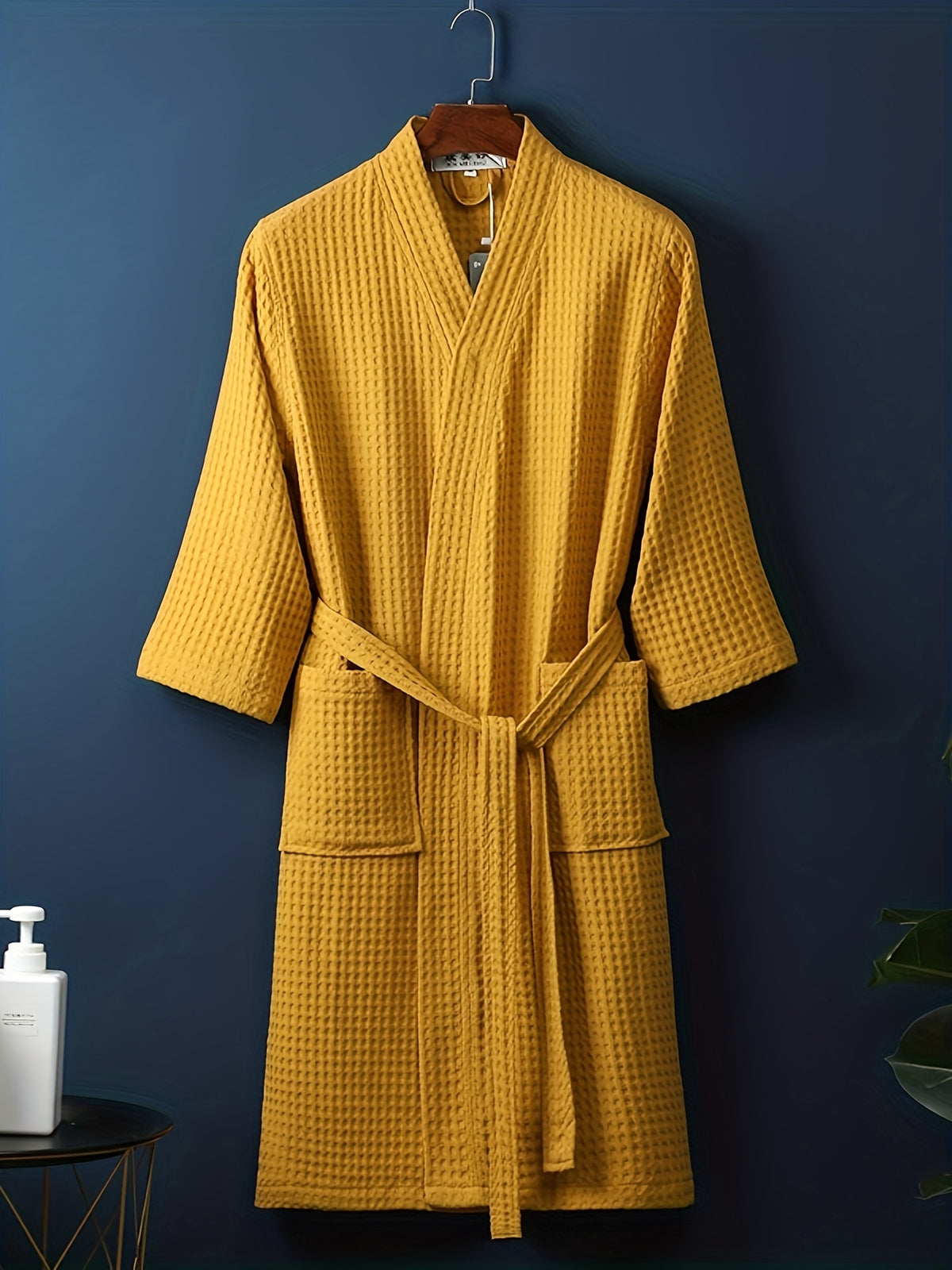 Women's green long waffle dressing gown