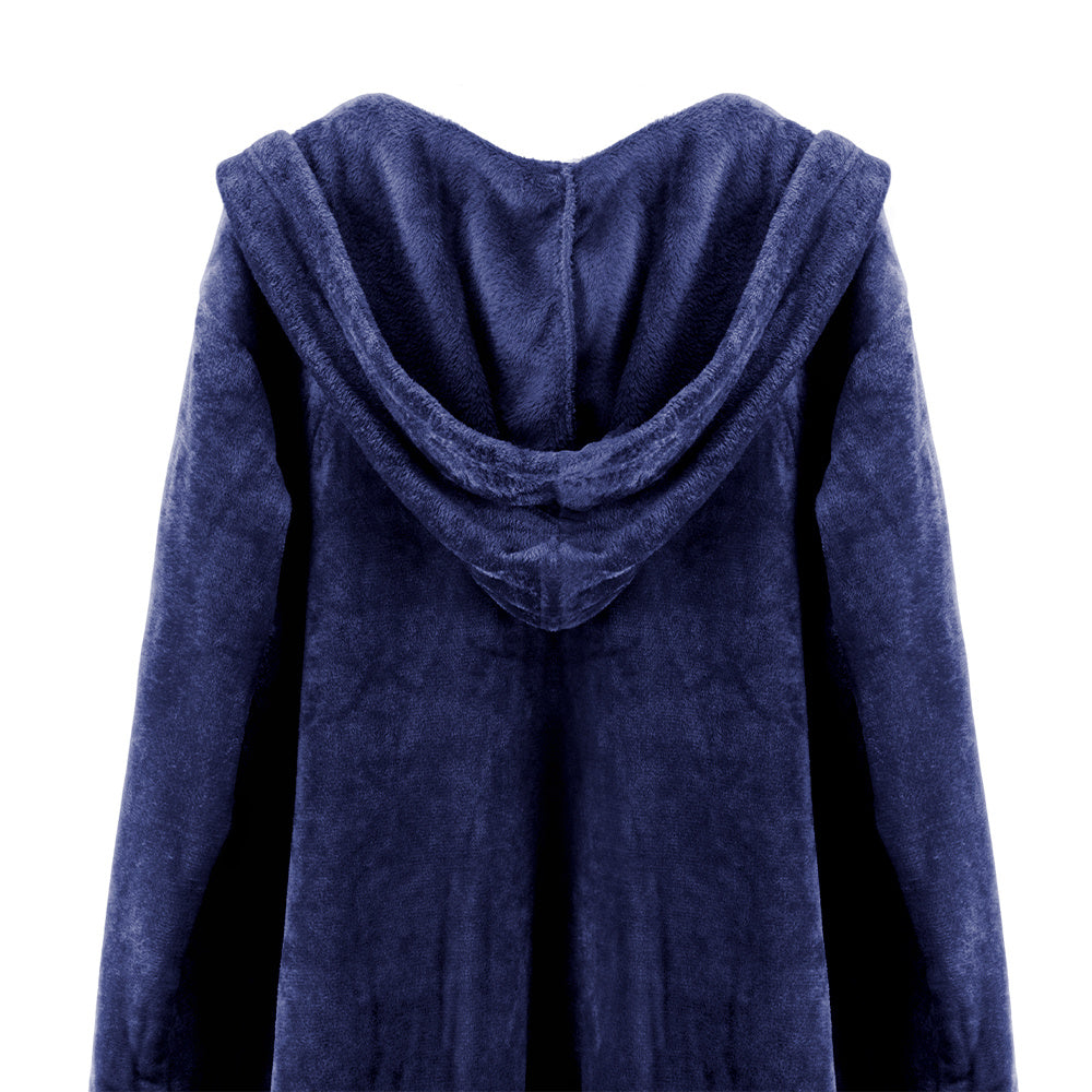 Unisex black hooded bathrobe