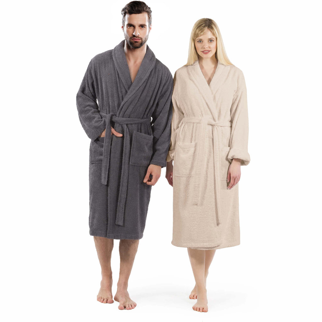 Unisex long terry towelling bathrobe
