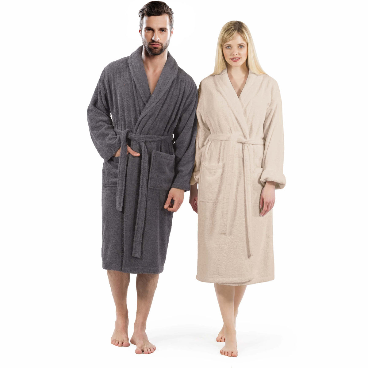 Unisex long terry towelling bathrobe
