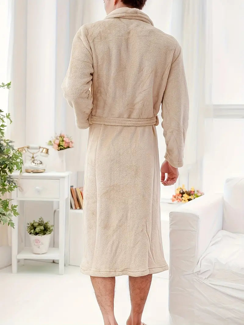 Men's warm towelling bathrobe