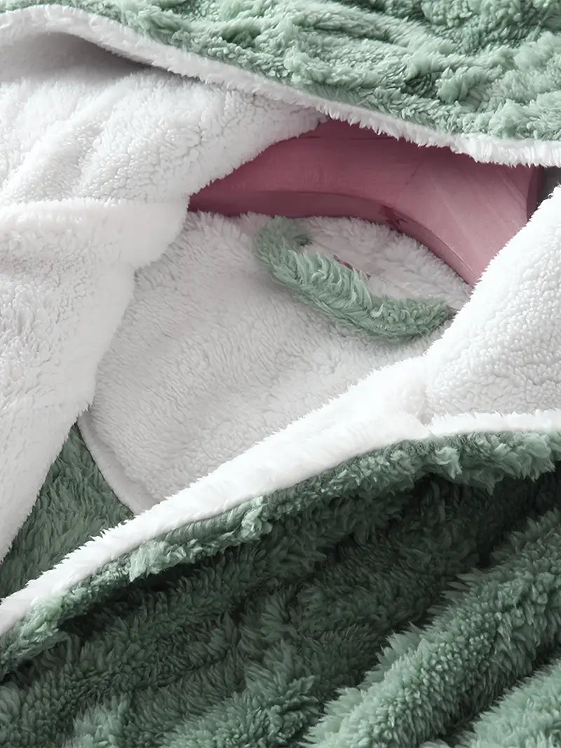 Thick hooded towelling bathrobe Image