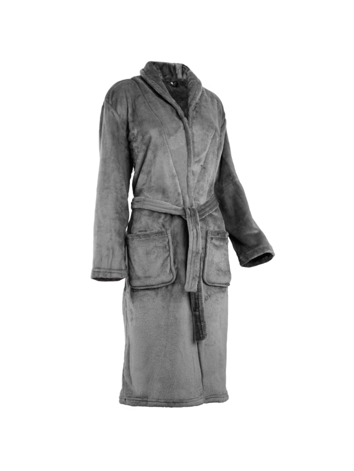 Unisex grey long towelling bathrobe