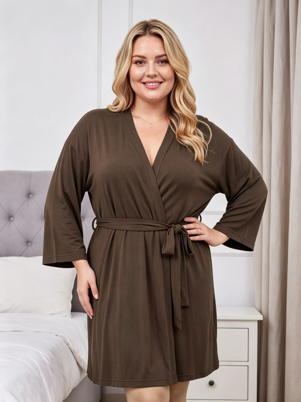 Women's plus size modal wrap dressing gown