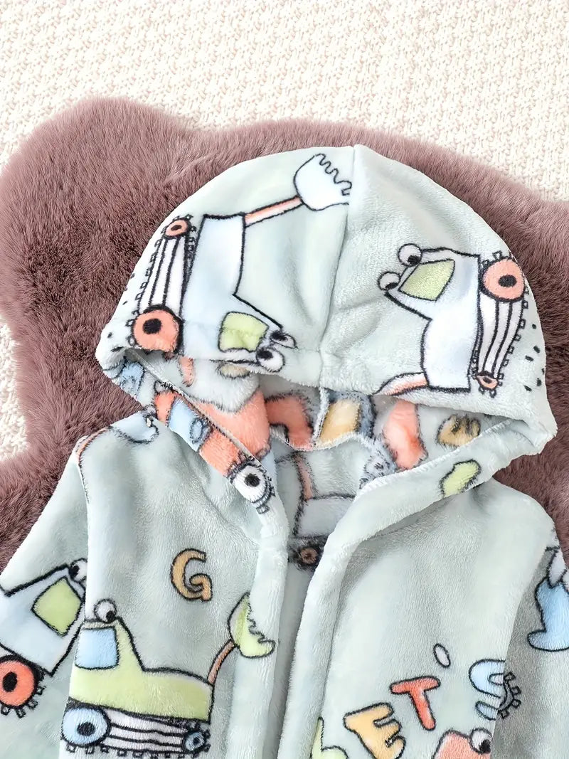 Kids' soft hooded towelling bathrobe, blue Image