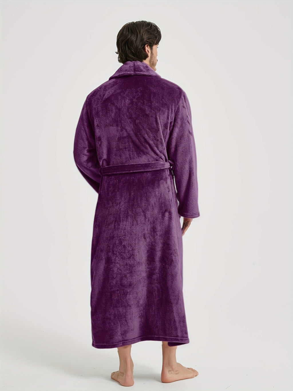 Men's long shawl collar towelling bathrobe