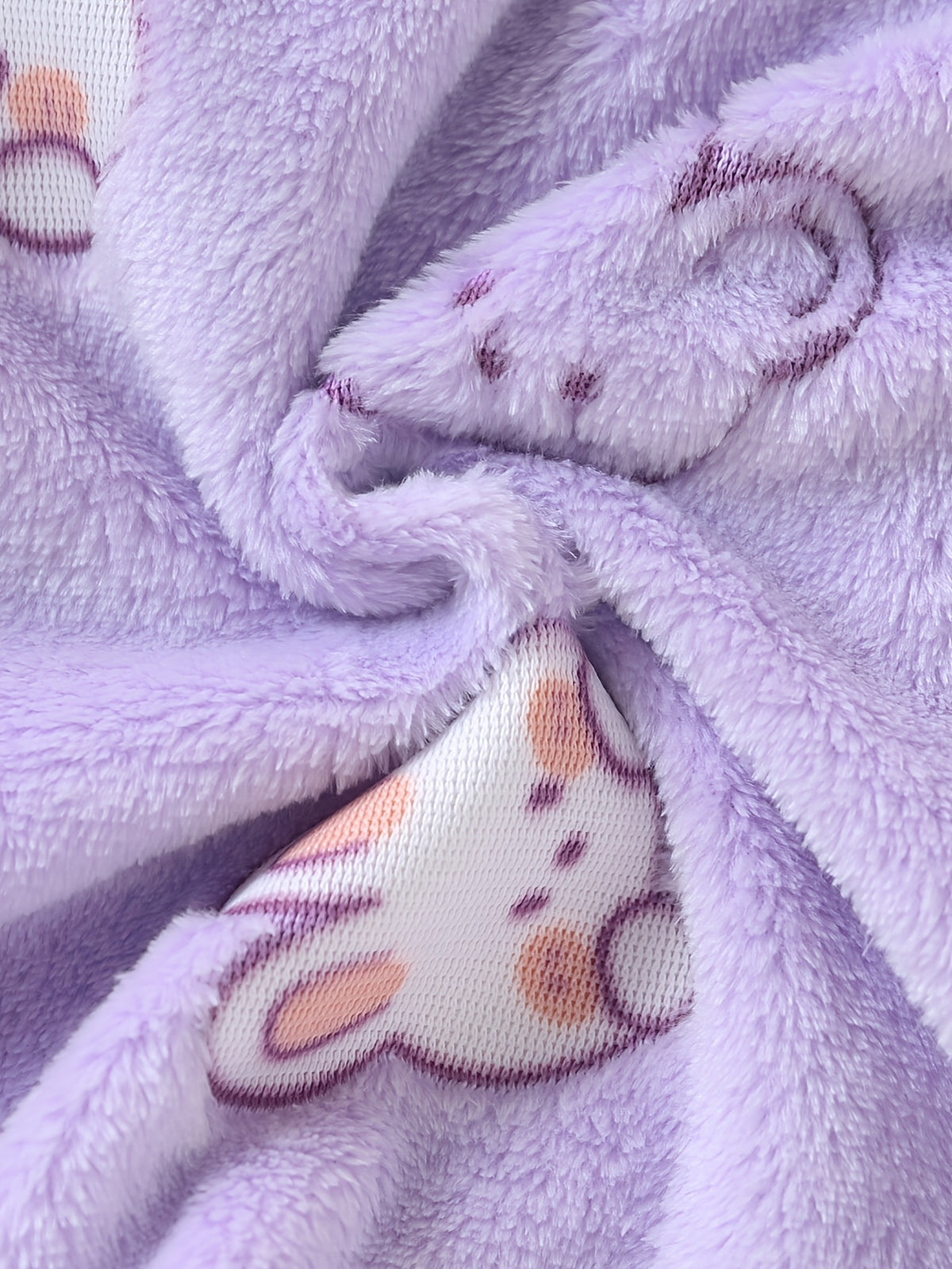 Baby purple long hooded fluffy fleece bathrobe