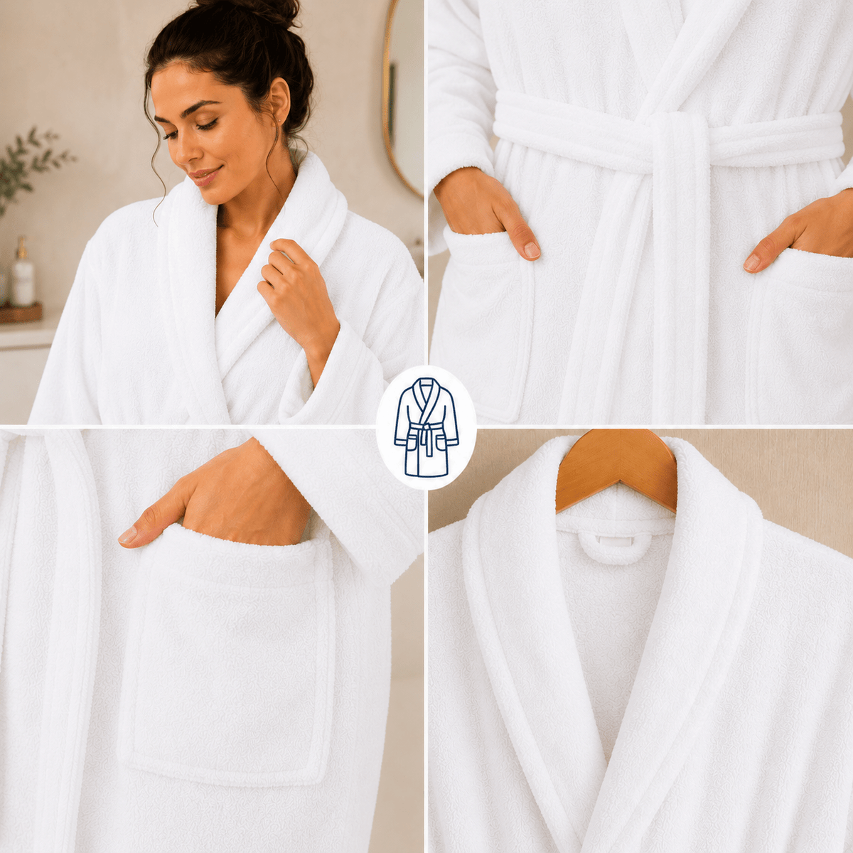Unisex terry towelling bathrobe