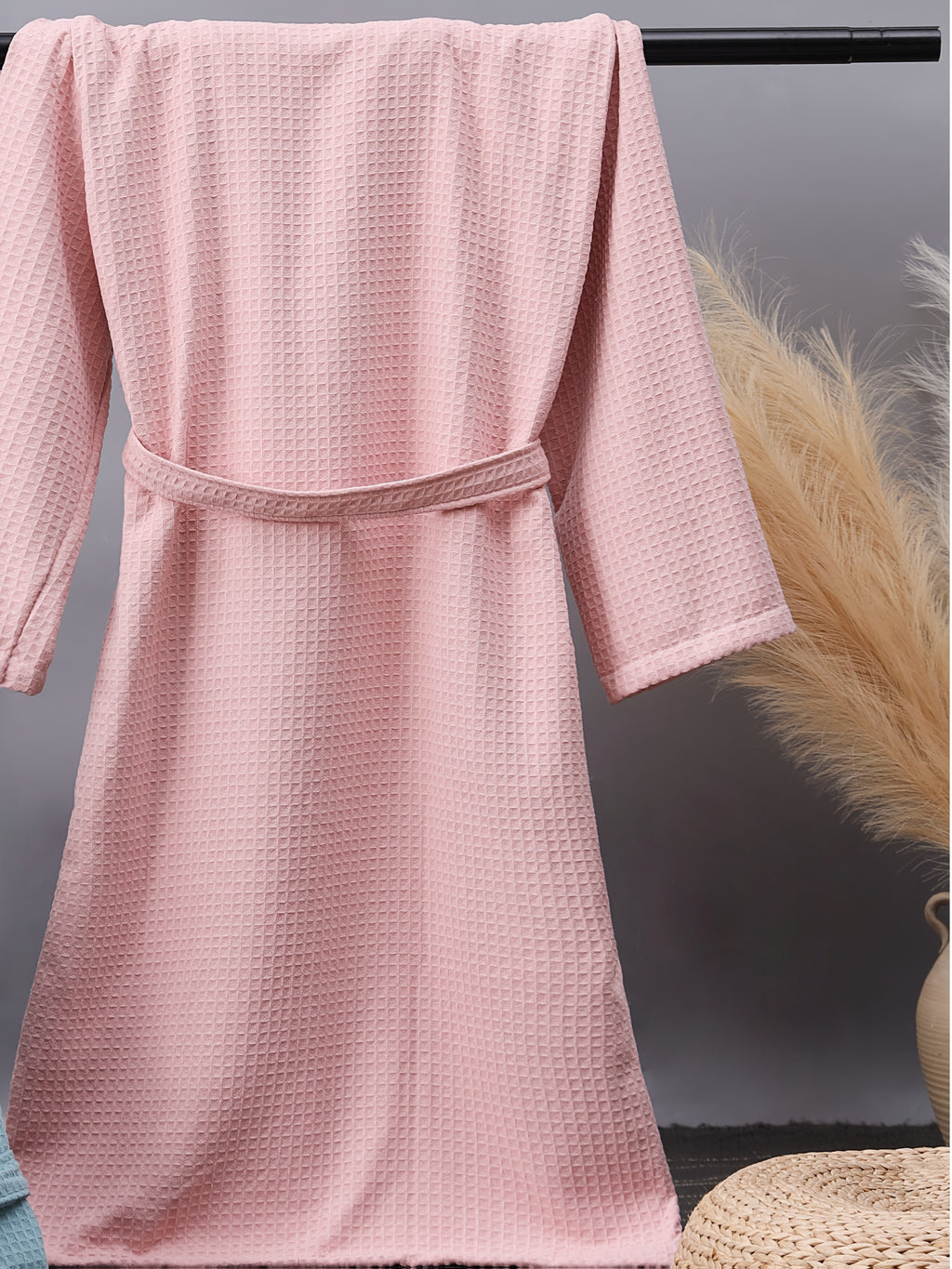 Women's pink waffle bathrobe