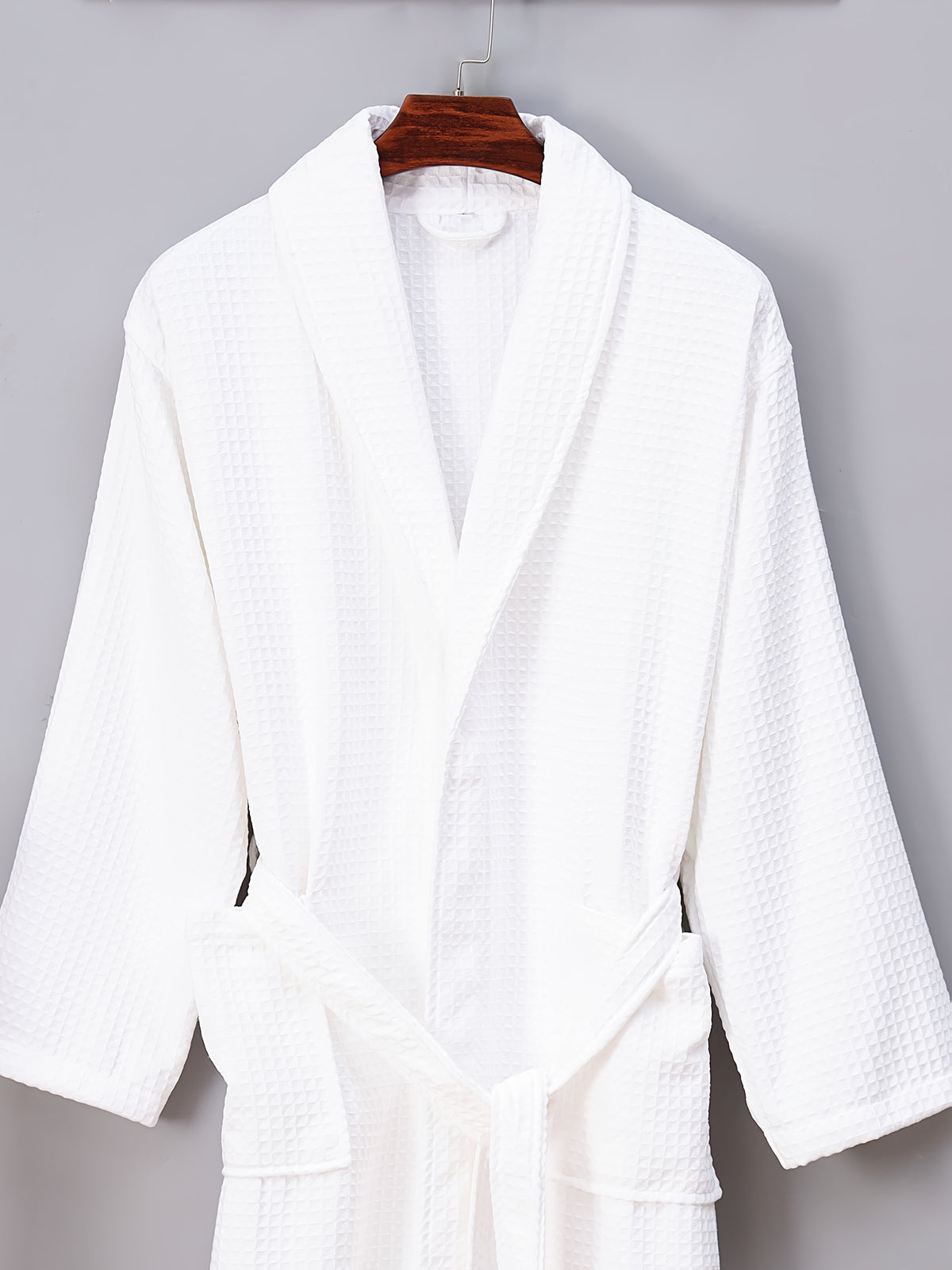 Women's pink waffle bathrobe