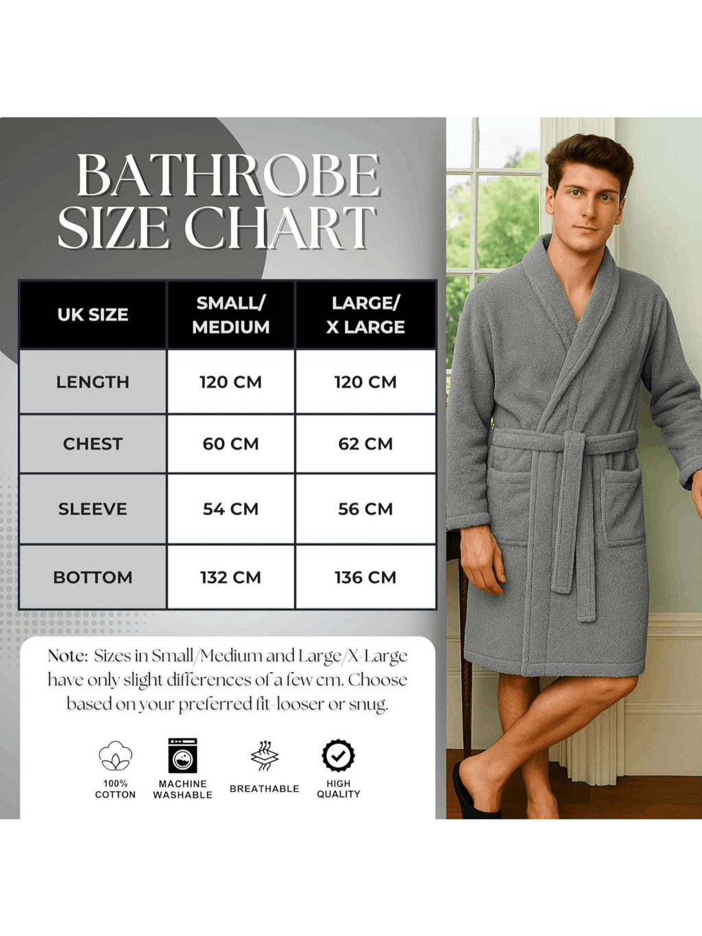 Unisex towelling bathrobe