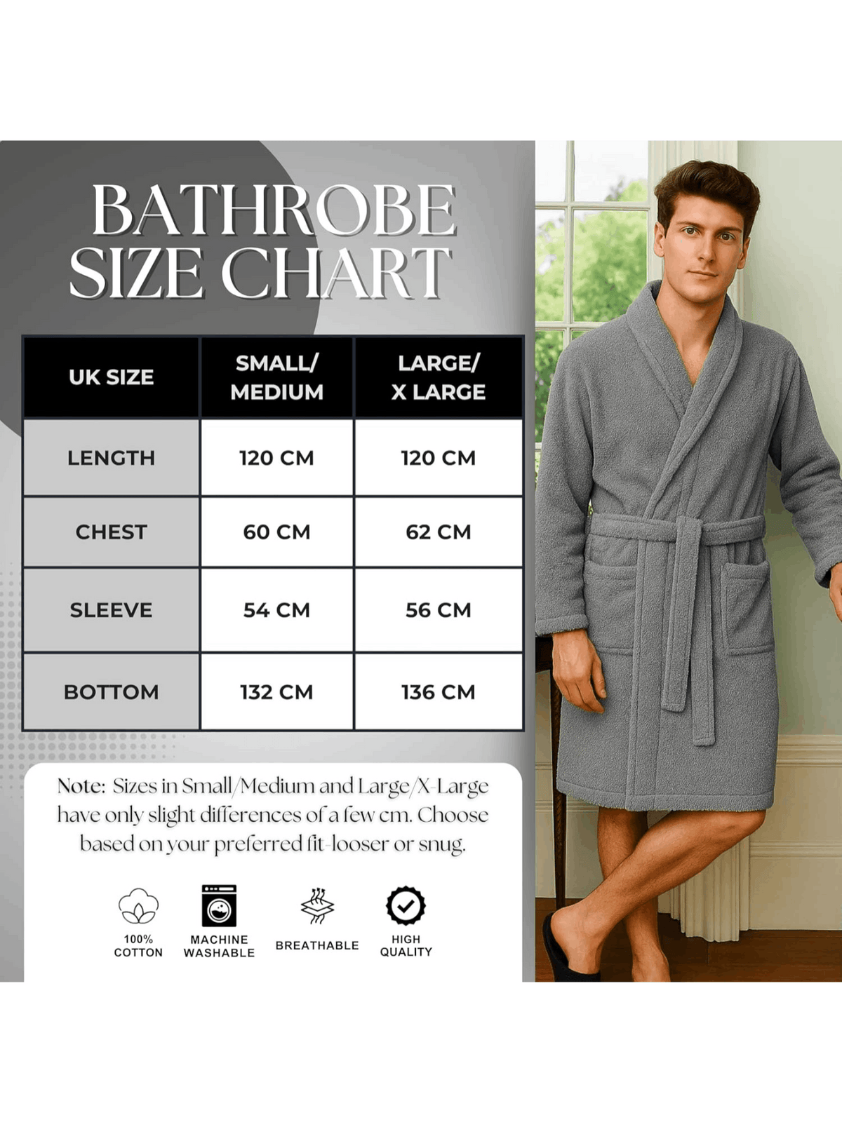 Unisex towelling bathrobe