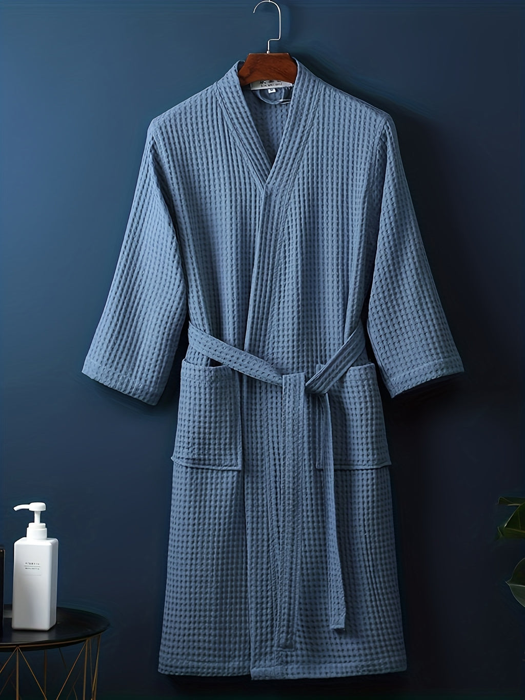 Women's green long waffle dressing gown