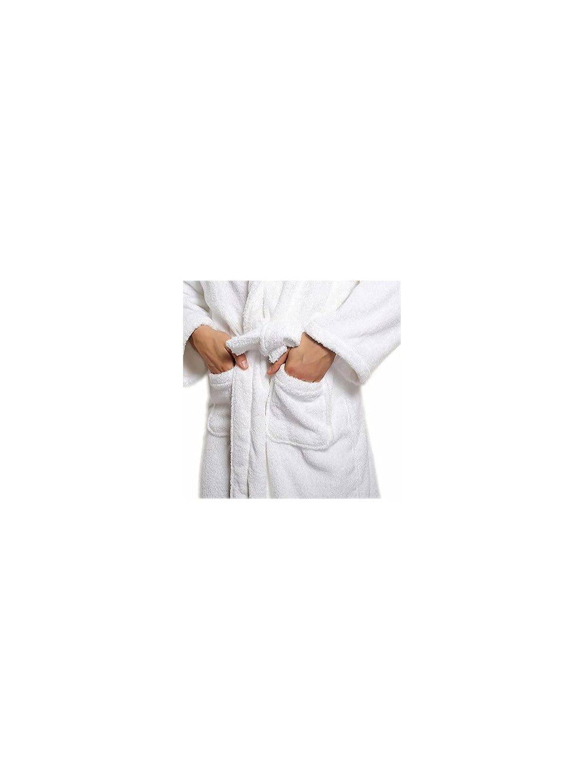 Unisex long terry towelling bathrobe with a shawl collar