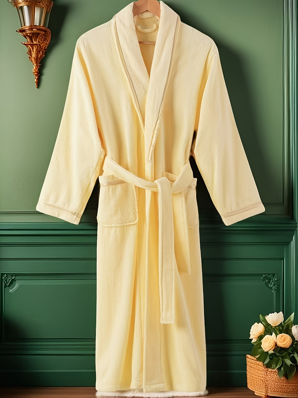 Unisex blue terry towelling bathrobe