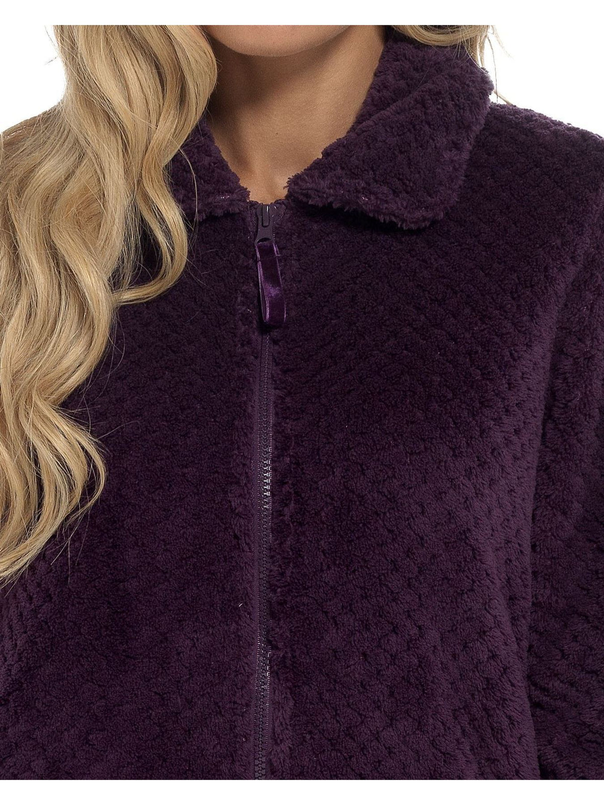 Women's waffle fleece zip-up dressing gown