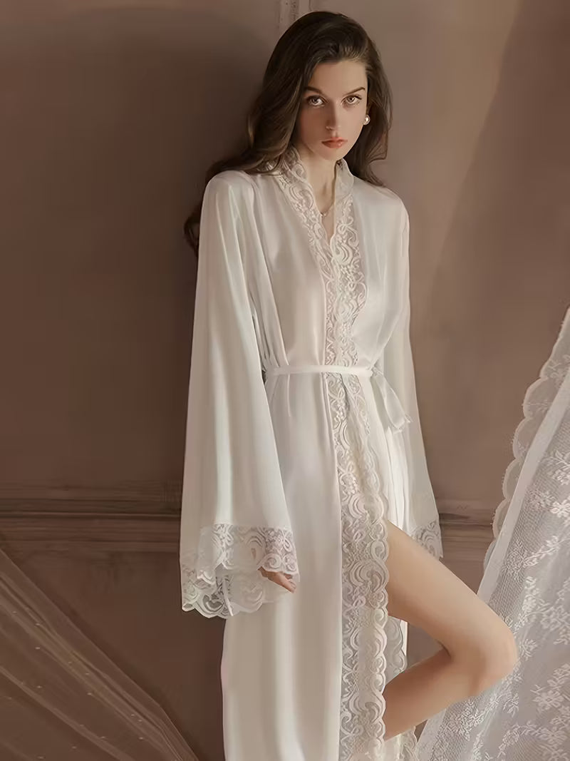 Women's long satin dressing gown