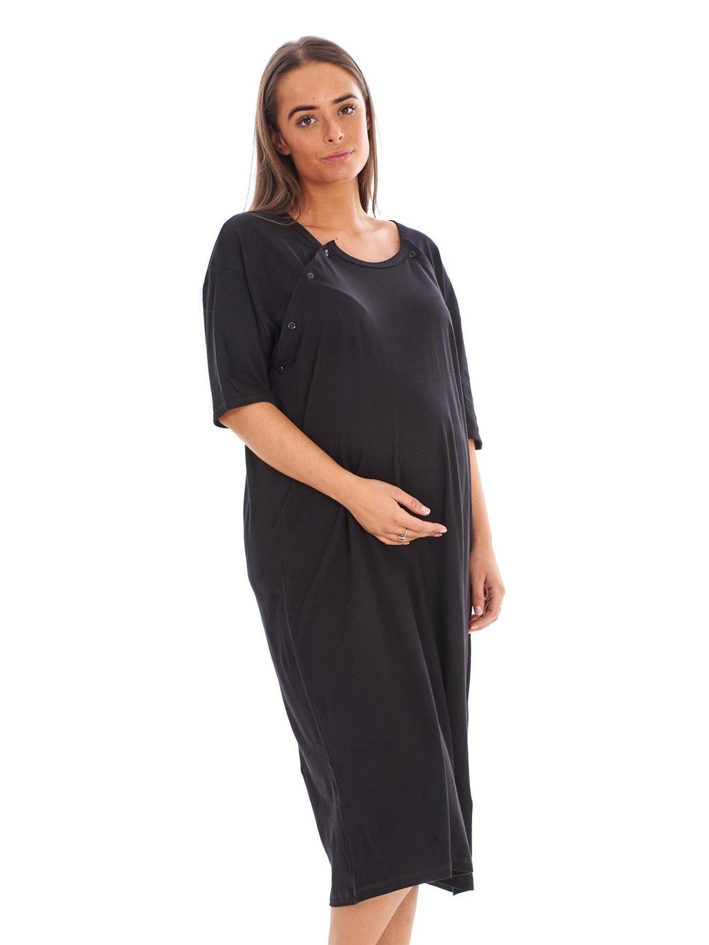 Women's plain cotton maternity nightdress