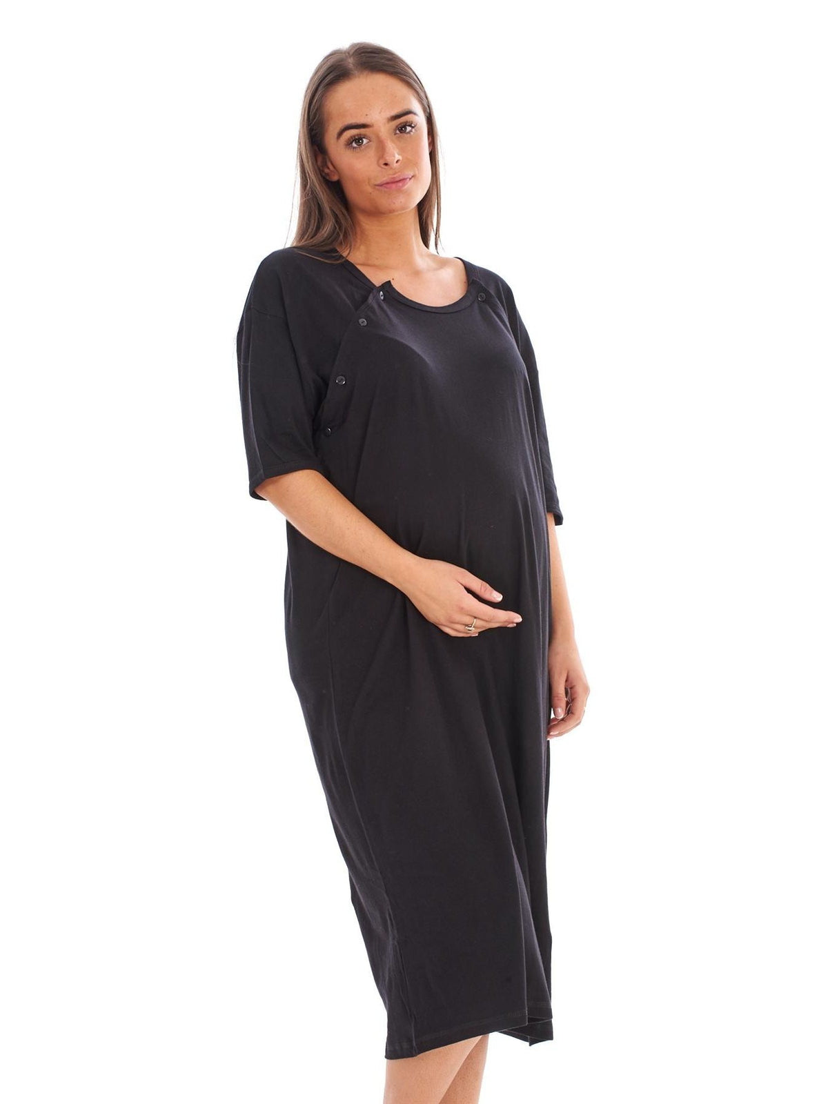 Women's plain cotton maternity nightdress