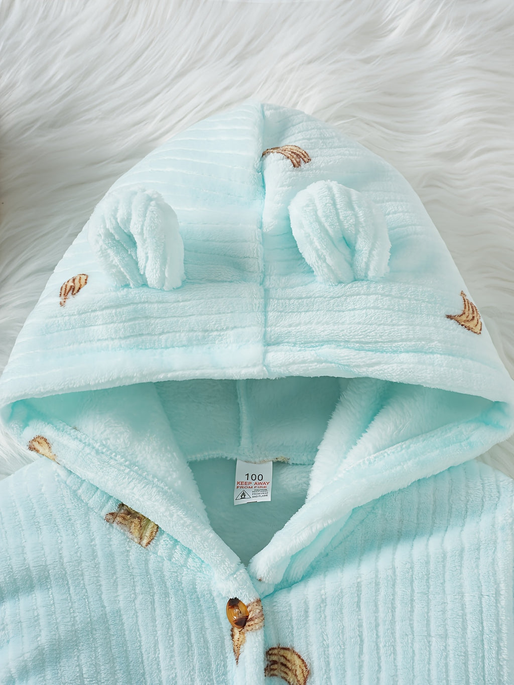 Girls' blue hooded flannel dressing gown