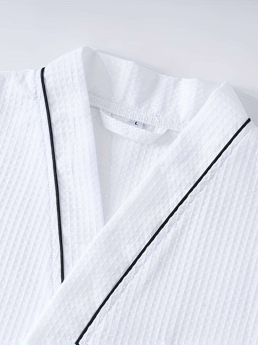 Unisex white long waffle bathrobe with pockets