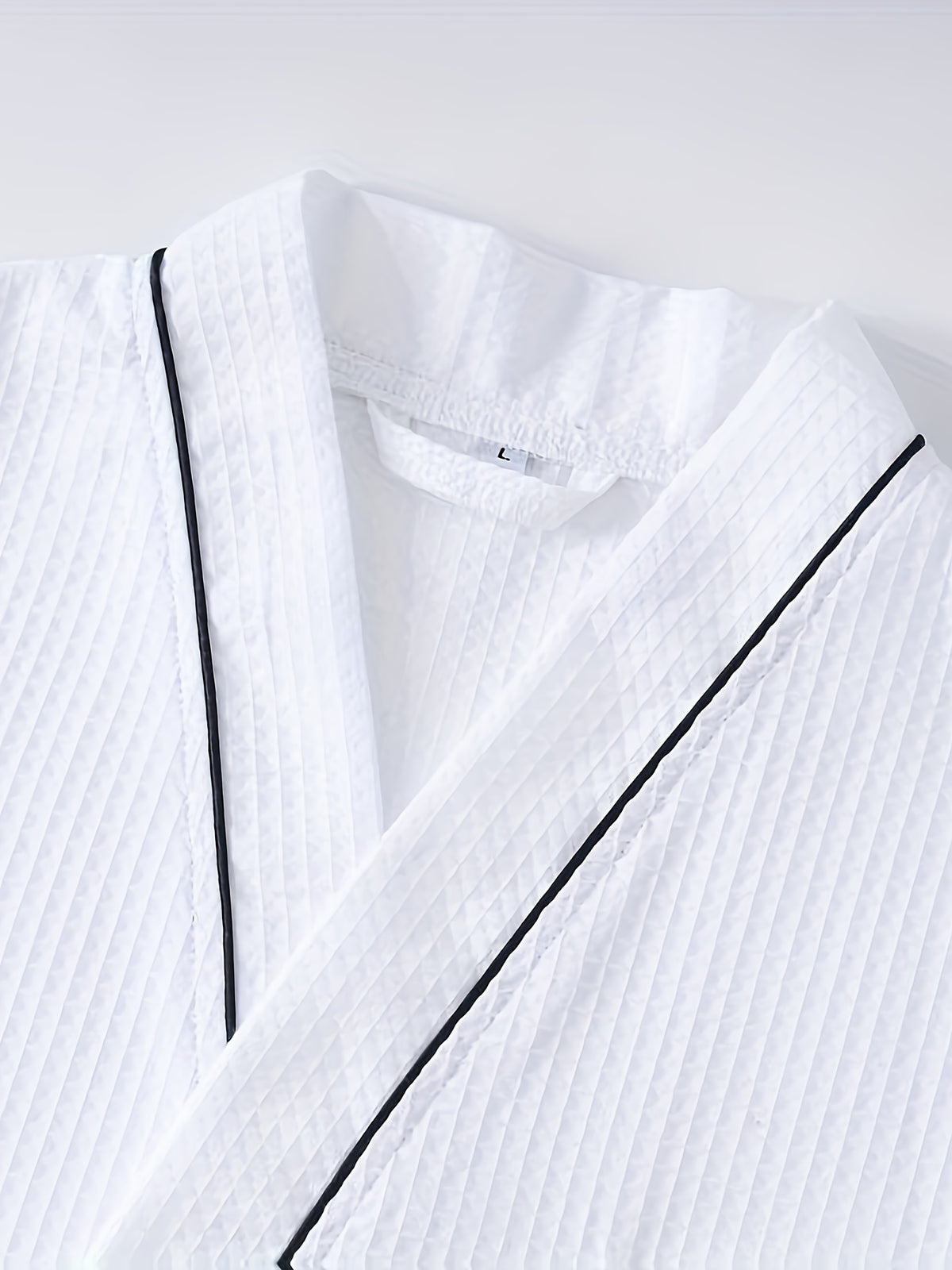 Unisex white long waffle bathrobe with pockets