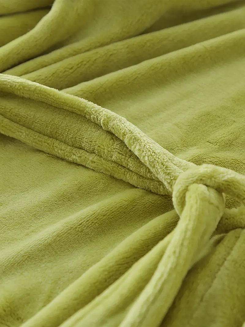 Soft long hooded fleece bathrobe
