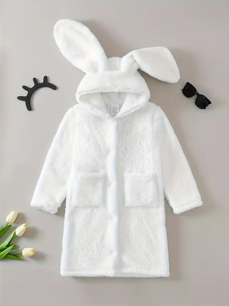 Peignoir de Bain Enfant Blanc Oreilles de Lapin — coloris blanc