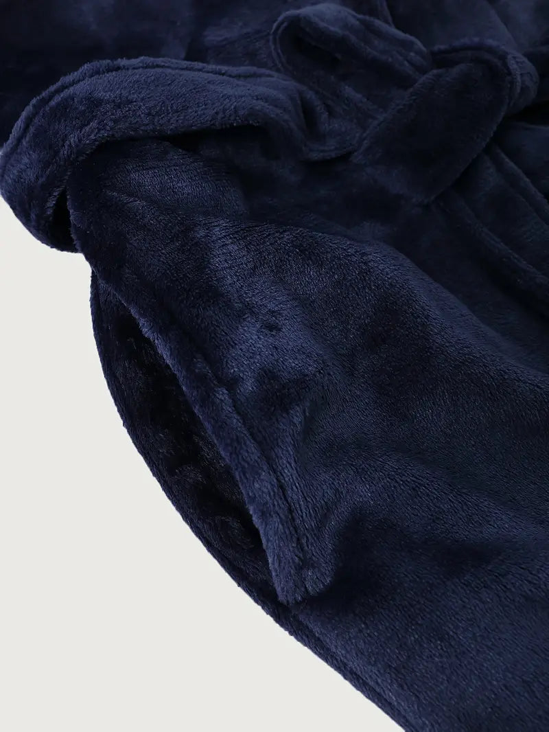 Men's warm fleece towelling bathrobe