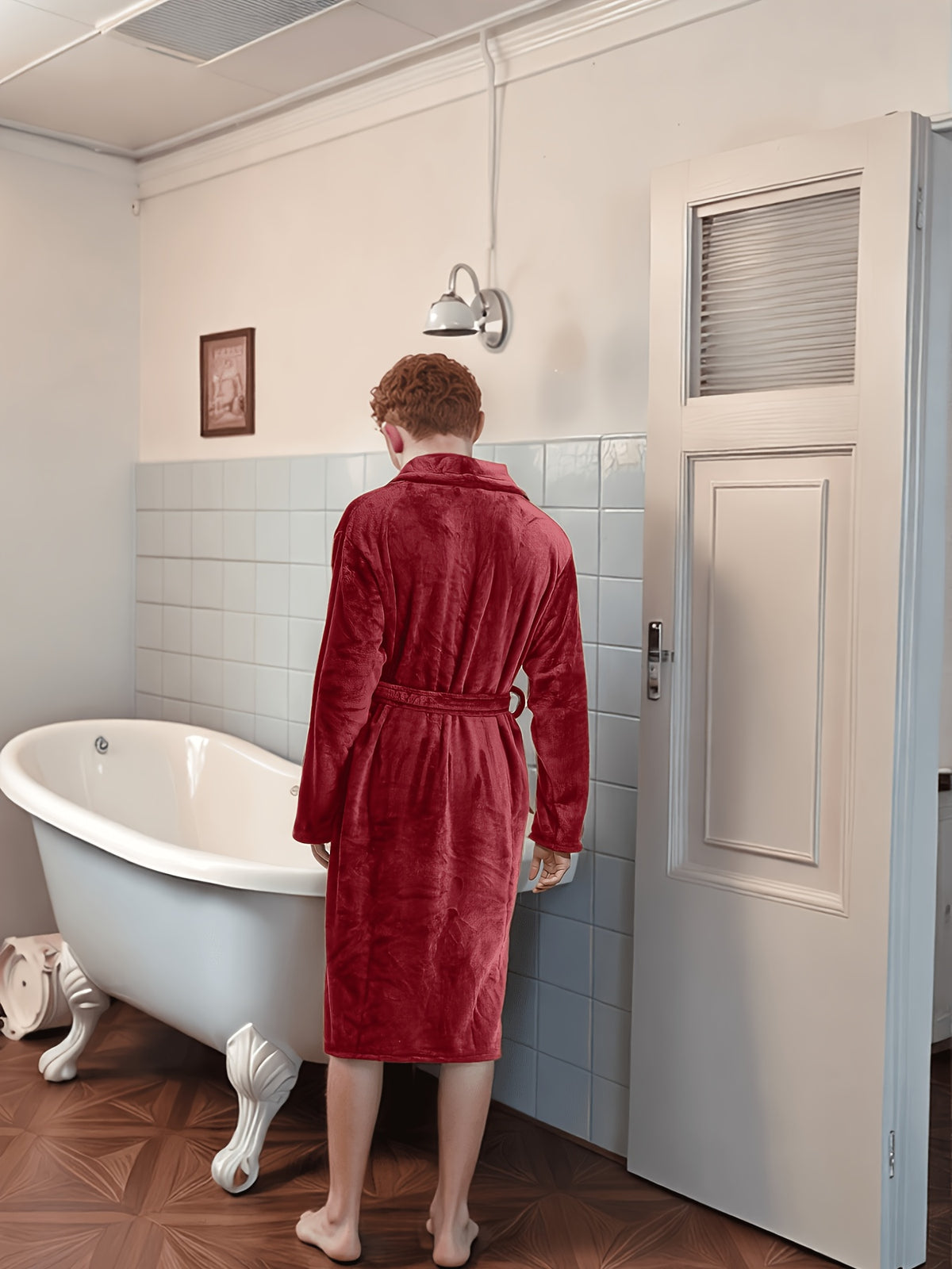 Flannel bathrobe