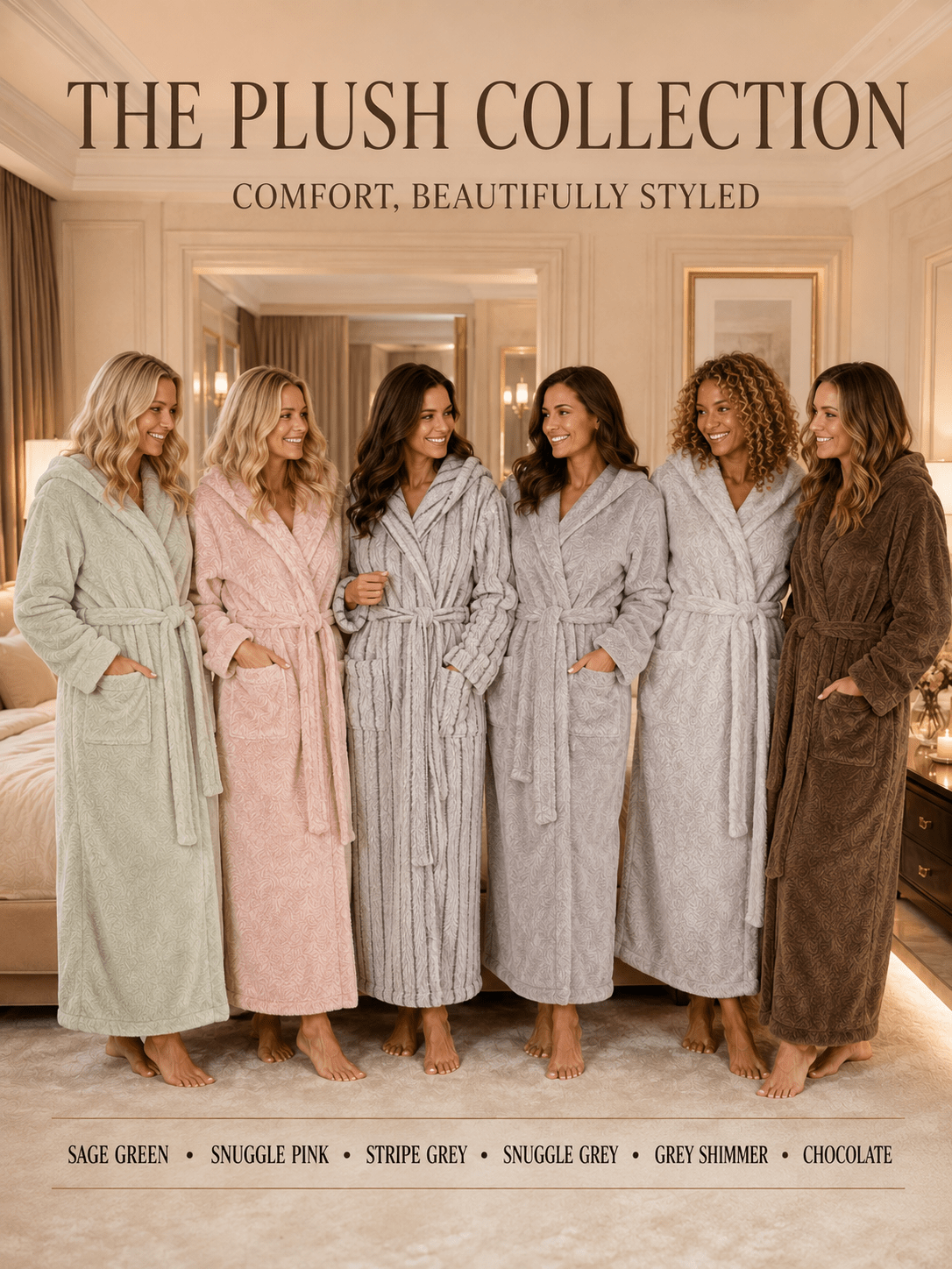 Women's long fleece bathrobe