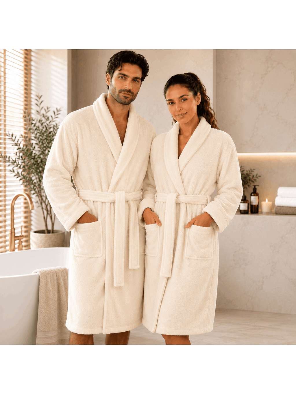 Unisex terry towelling bathrobe