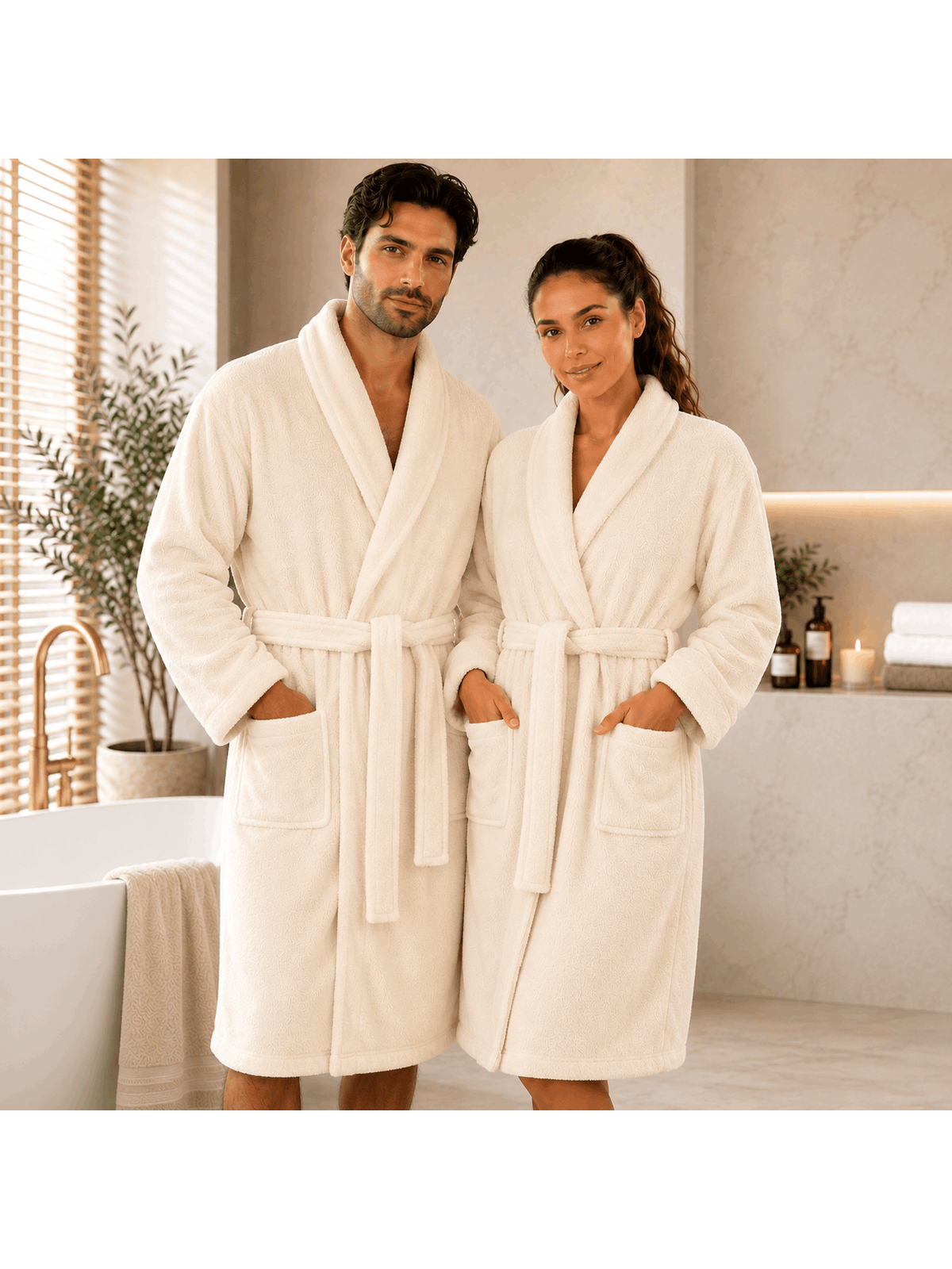 Unisex terry towelling bathrobe