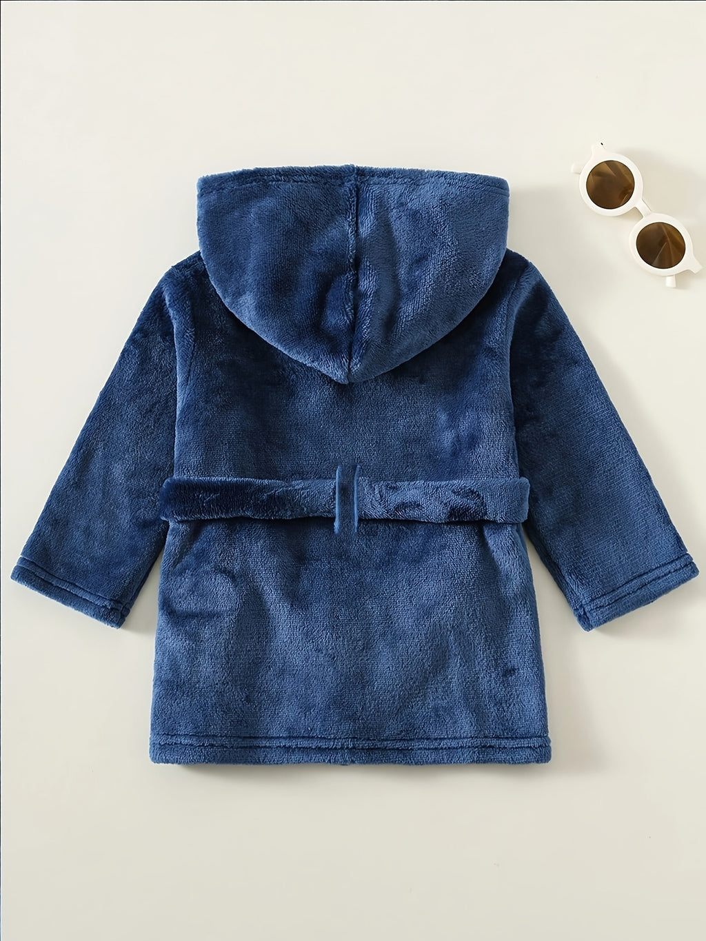 Baby blue hooded flannel bathrobe
