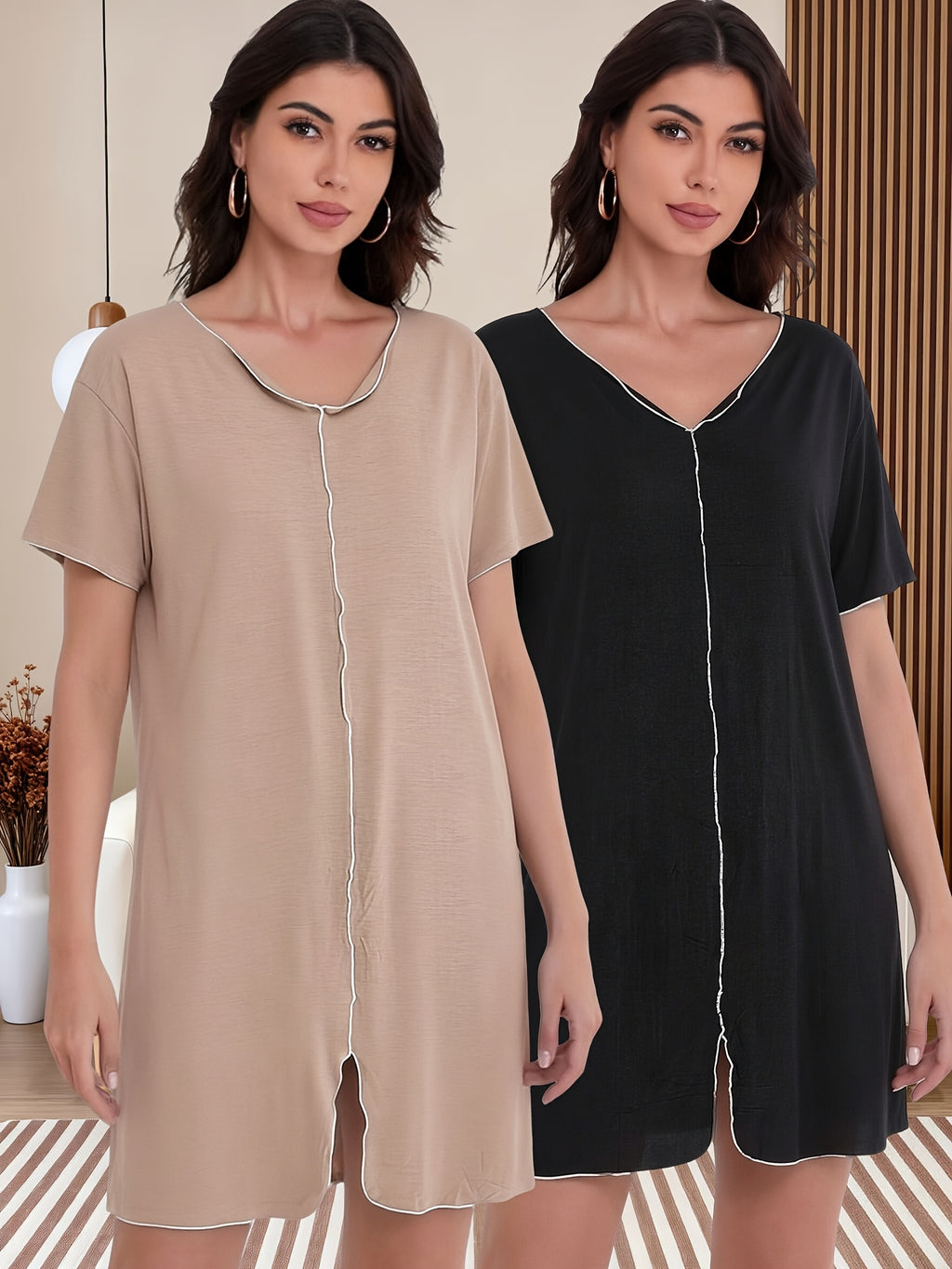 Women's plus size modal nightdress, two pack