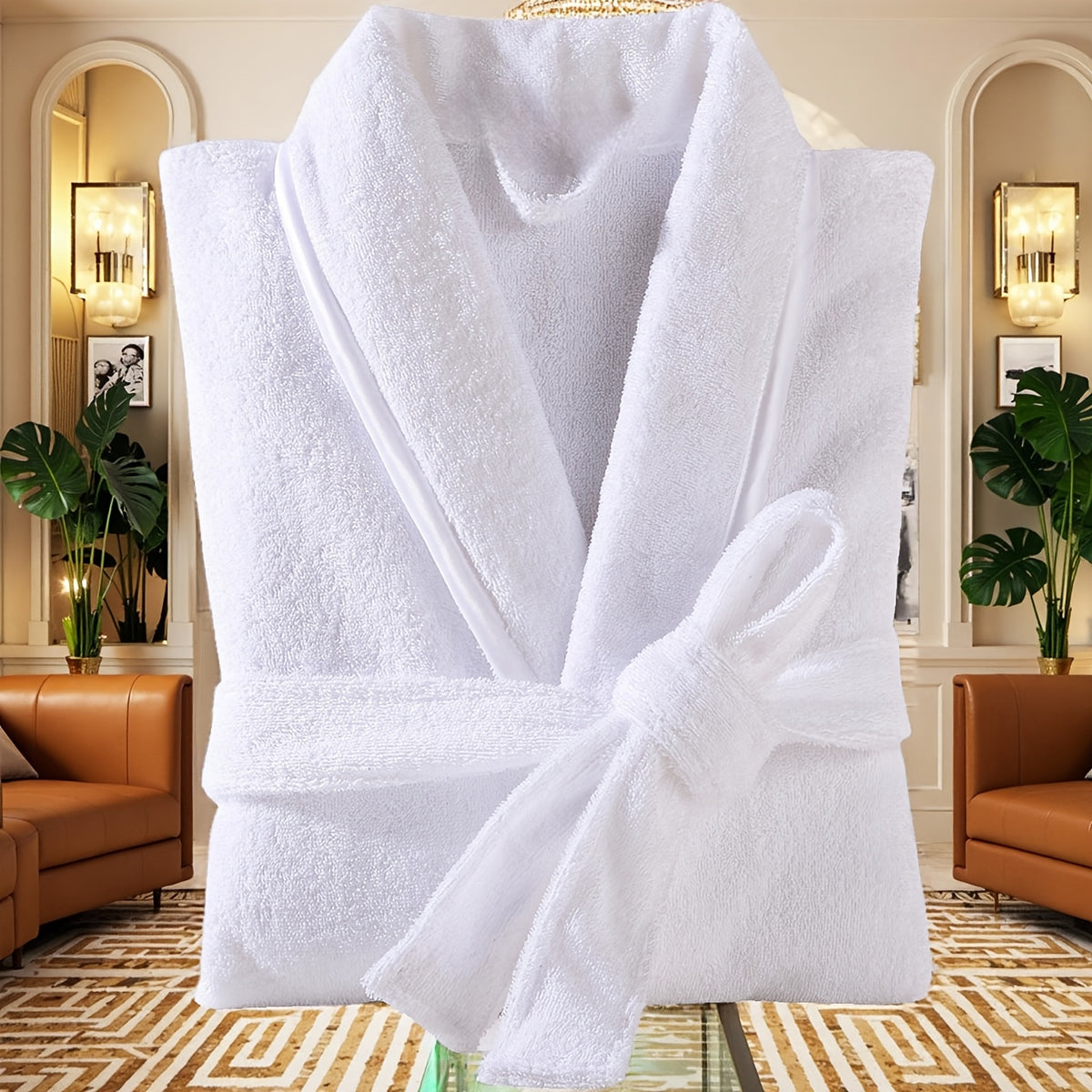 Unisex blue bathrobe