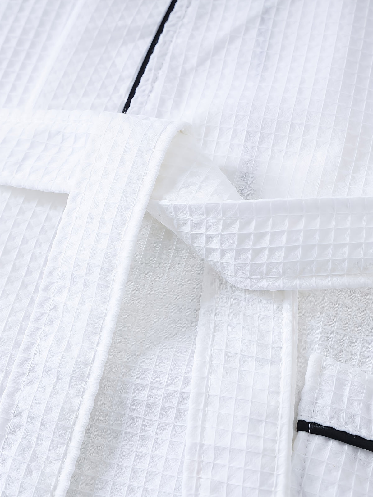 Unisex white long waffle bathrobe