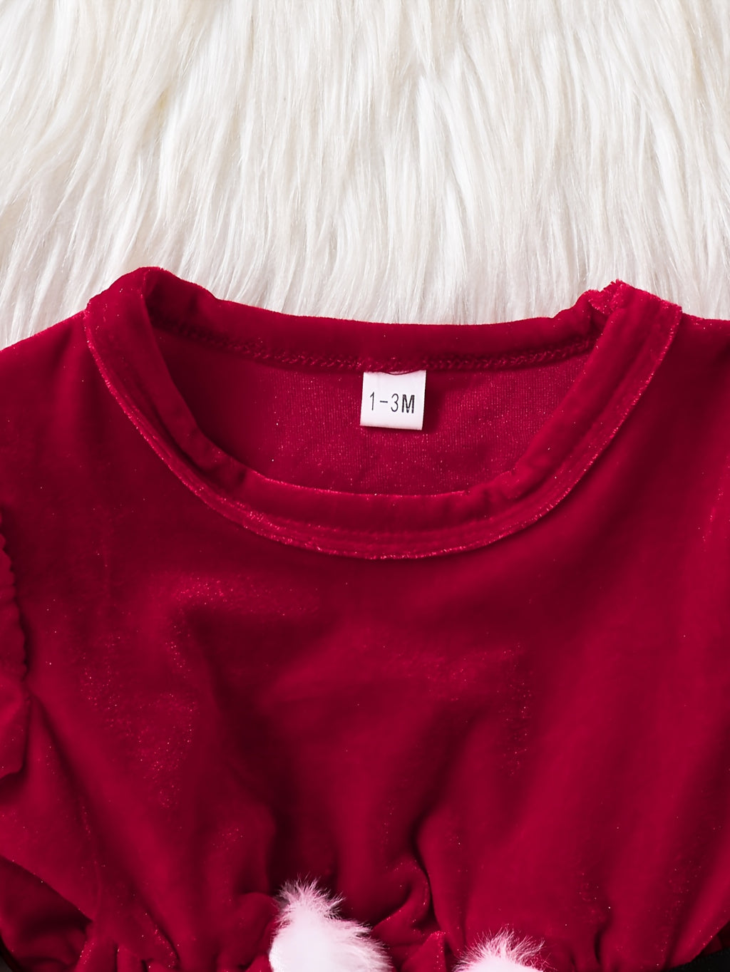 Baby red long fluffy fleece dressing gown