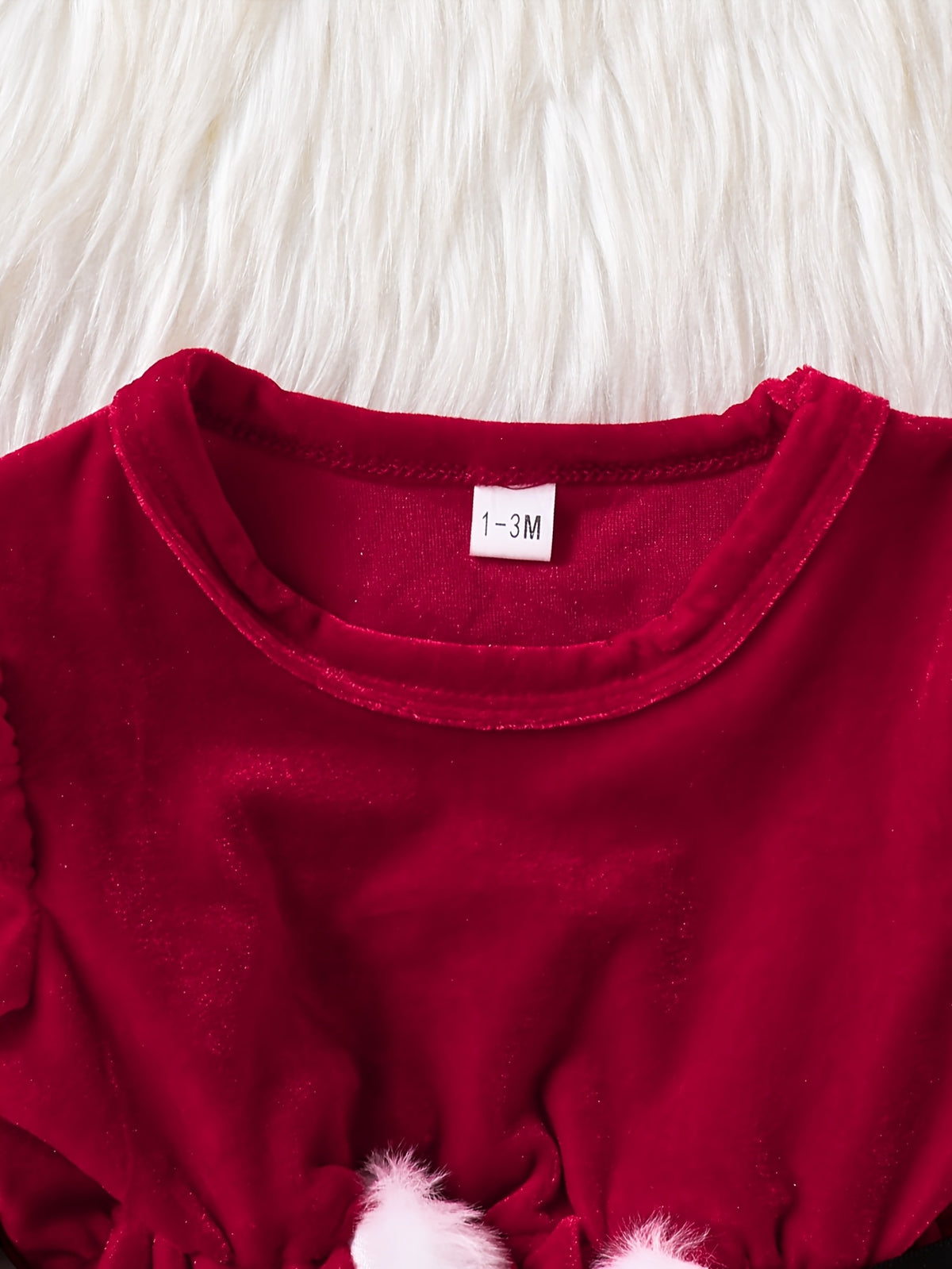Baby red long fluffy fleece dressing gown
