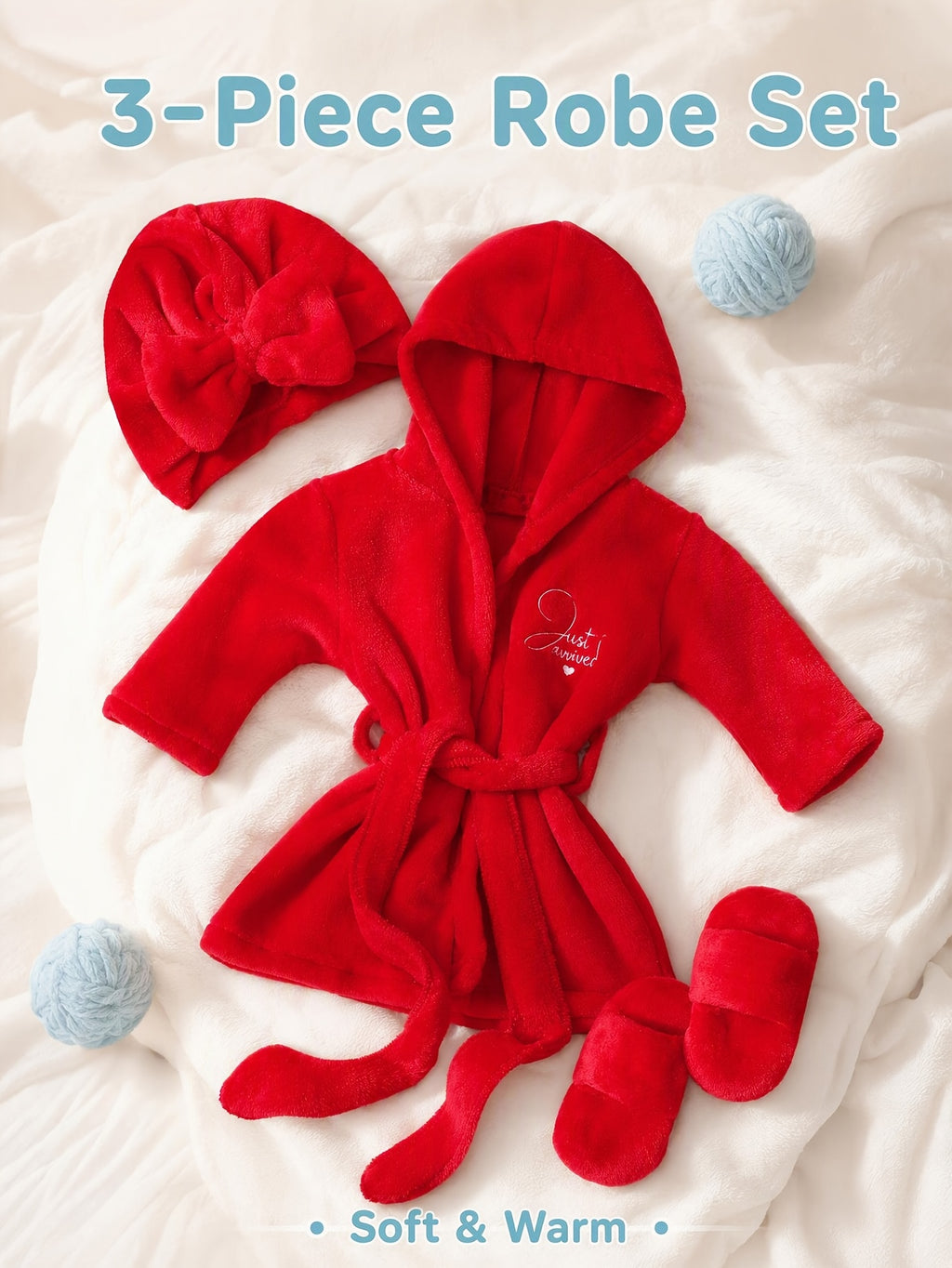 Newborn pink long hooded bathrobe