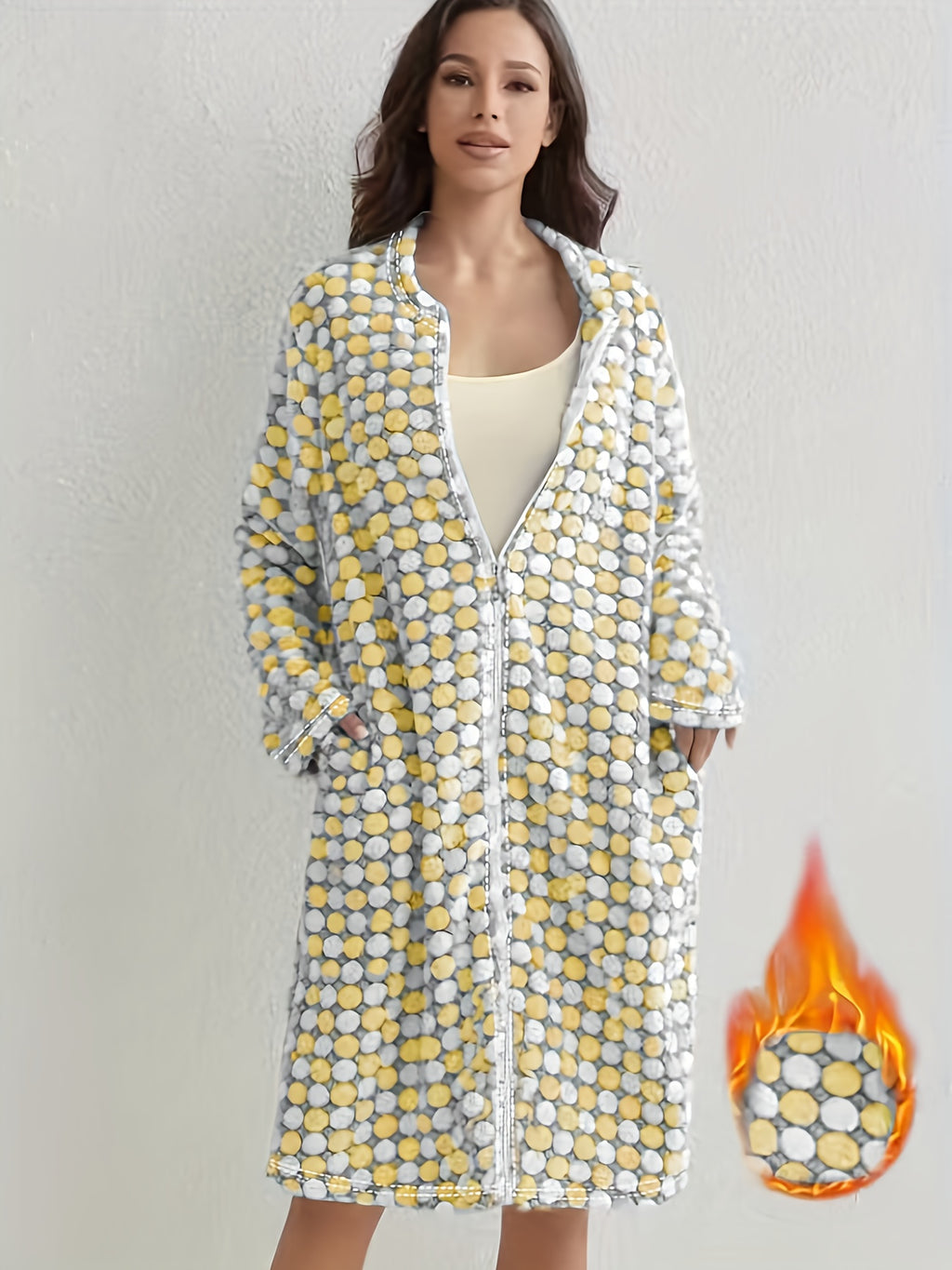 Women's checked flannel zip-up dressing gown