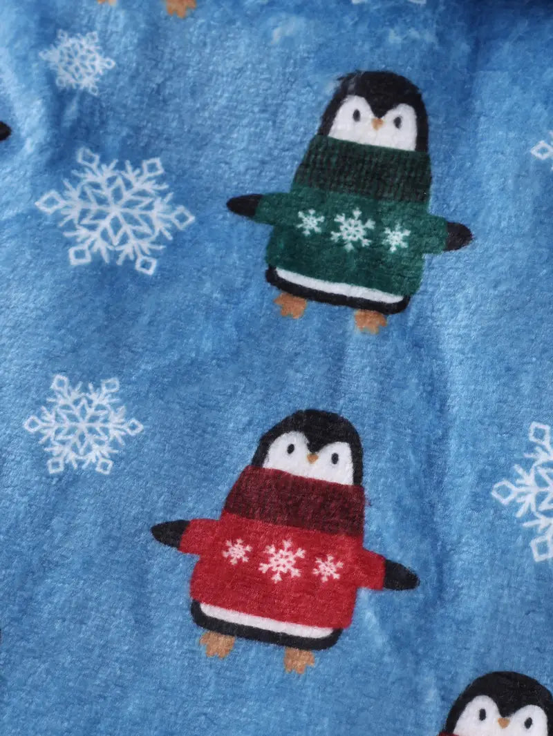 Kids' penguin print fleece bathrobe