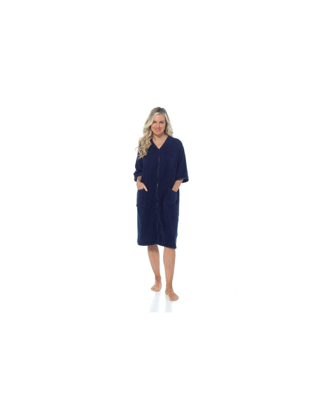 Women's zip-up towelling wrap dressing gown