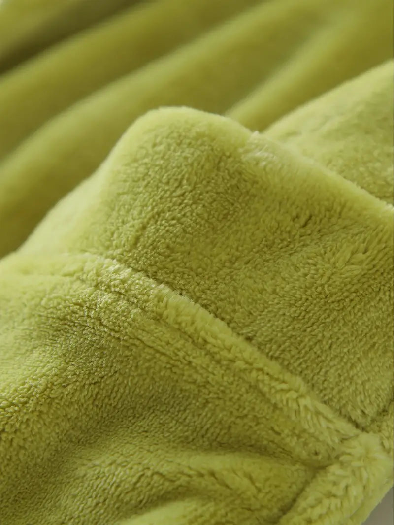 Soft long hooded fleece bathrobe