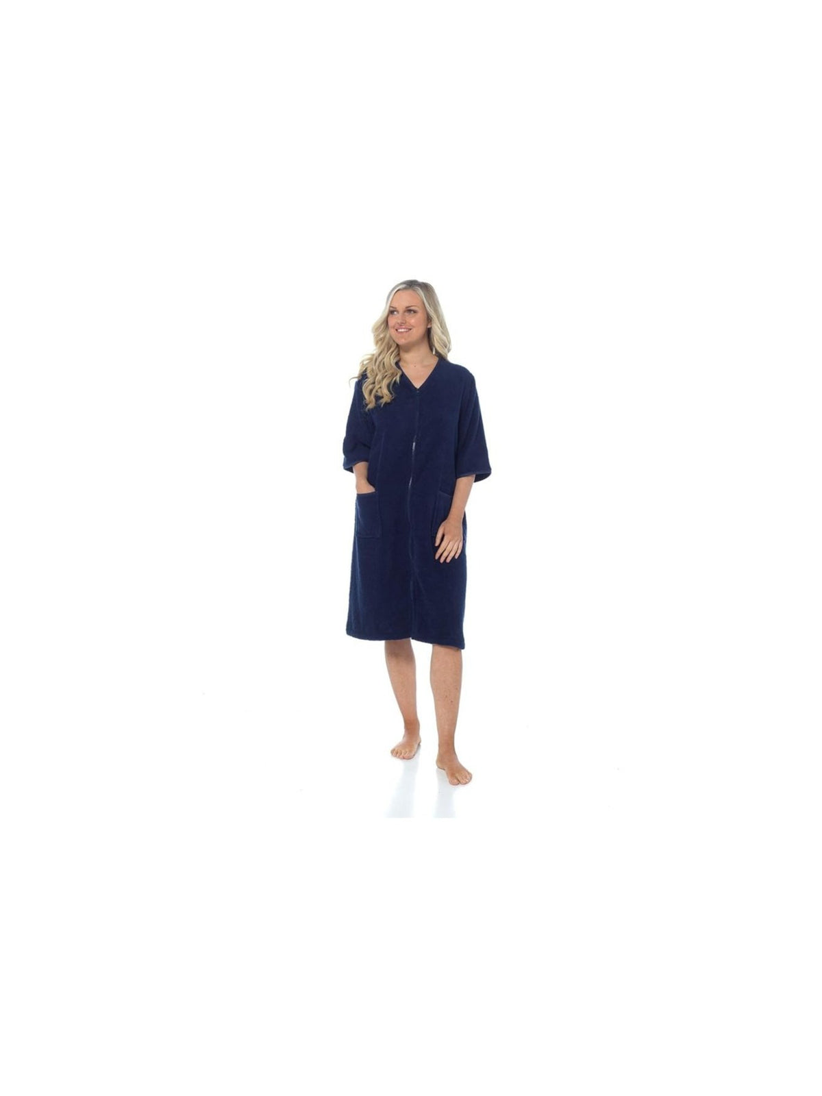 Women's zip-up towelling wrap dressing gown