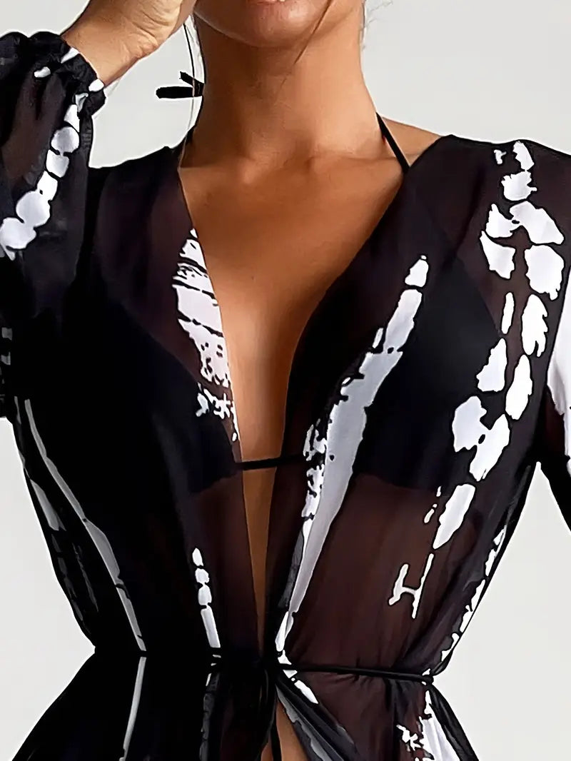 Women's long sheer kimono robe