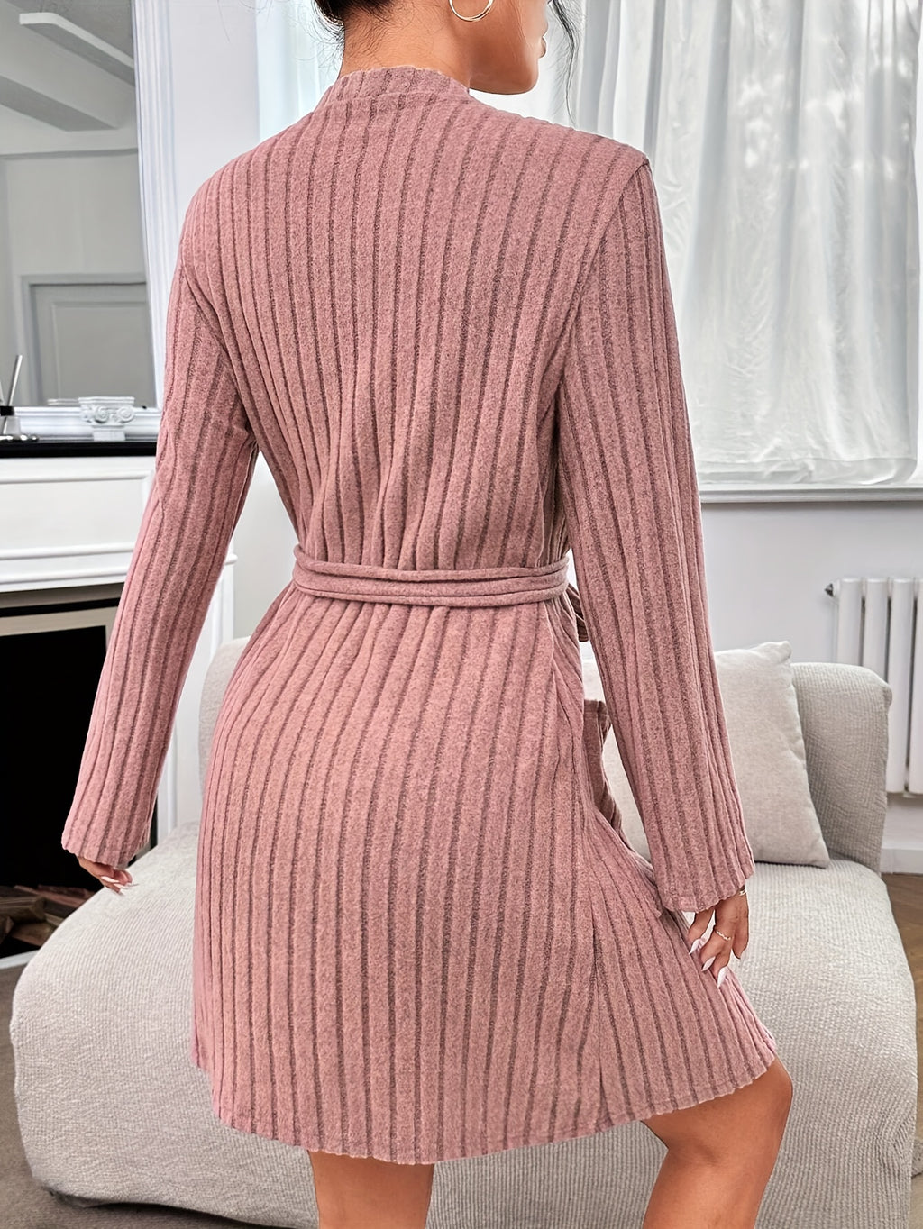Women's bathrobe with a V neck